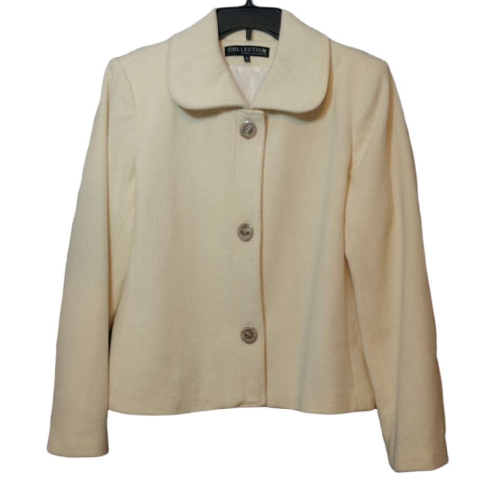 Cashmere & Wool Harve Bernard Classy Ivory Jacket sz 10